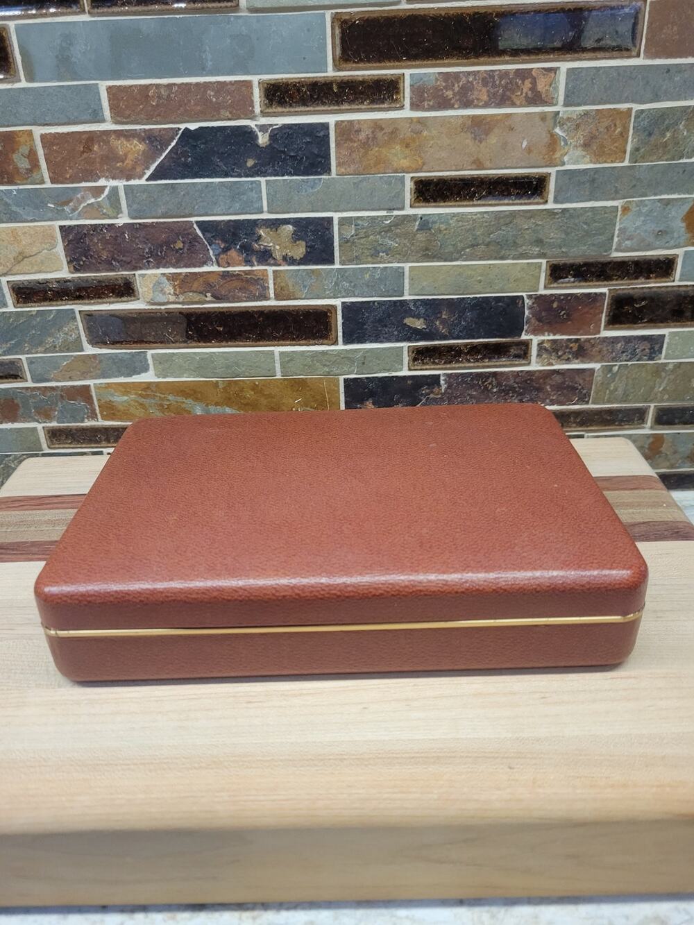 Vintage Farrington Jewelry Box Genuine Texol 3 Compartment Mid Century Men Valet